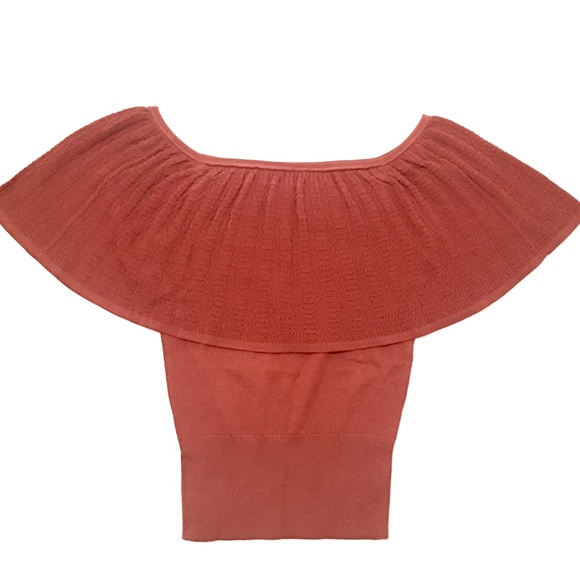 Express Tops - Express Ruffle Off-the-Shoulder Red Sweater Top XS